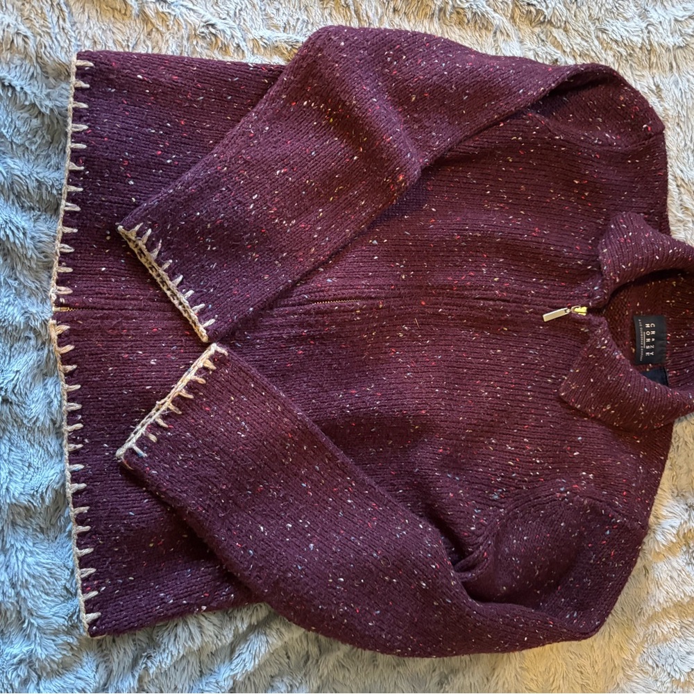 Liz Claiborne Maroon Speckled Cardigan